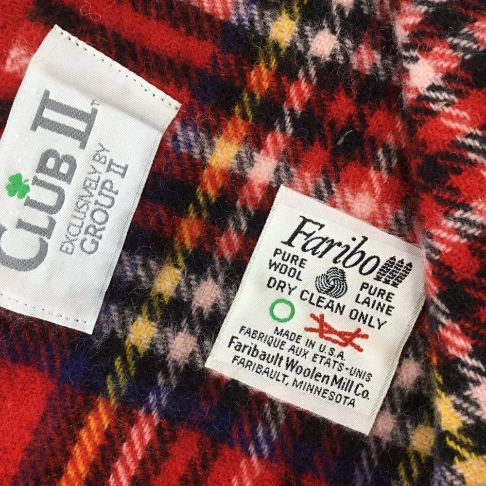 McDonald's Wool Stadium Blanket NIP Faribo Faribault Throw Tartan Plaid Red